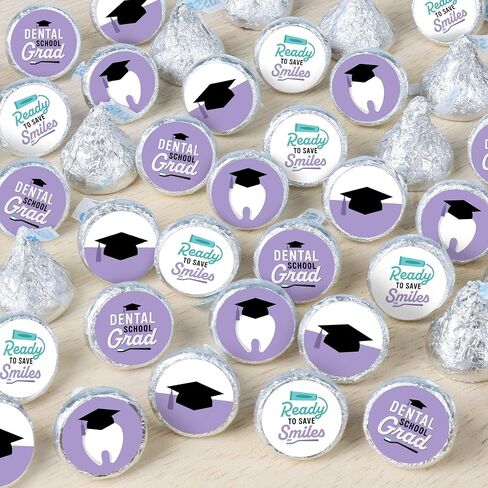 Big Dot of Happiness Dental School Grad - Dentistry and Hygienist Graduation Party Round Candy Sticker Favors - Labels Fit Chocolate Candy (1 sheet of 108) in Saudi Arabia