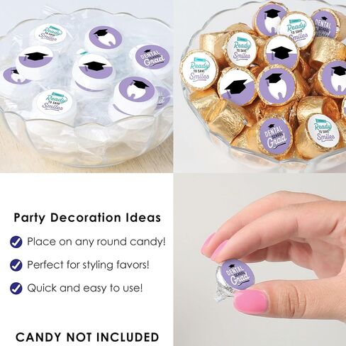 Big Dot of Happiness Dental School Grad - Dentistry and Hygienist Graduation Party Round Candy Sticker Favors - Labels Fit Chocolate Candy (1 sheet of 108) in Saudi Arabia