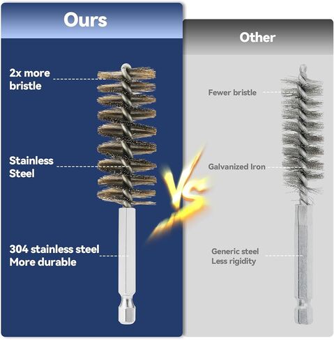 12 Pcs Stainless Steel Bore Brush, Wire Brush for Drill Set with 1/4 Inch Hex Shank, Abrasive Wire Bore Brush for Power Drill, Rust Polish and Tube Cleaning (8,10,13,16mm) in Saudi Arabia