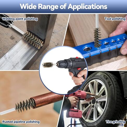 12 Pcs Stainless Steel Bore Brush, Wire Brush for Drill Set with 1/4 Inch Hex Shank, Abrasive Wire Bore Brush for Power Drill, Rust Polish and Tube Cleaning (8,10,13,16mm) in Saudi Arabia