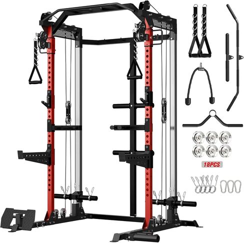 Mikolo Power Cage, 2000LB Power Rack with Independent Dual Pulley System, Multi-Function Home Gym Workout Machine for Cable Crossover in Kuwait