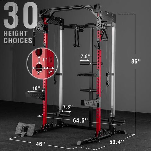 Mikolo Power Cage, 2000LB Power Rack with Independent Dual Pulley System, Multi-Function Home Gym Workout Machine for Cable Crossover in Kuwait