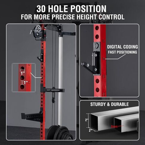 Mikolo Power Cage, 2000LB Power Rack with Independent Dual Pulley System, Multi-Function Home Gym Workout Machine for Cable Crossover in Kuwait
