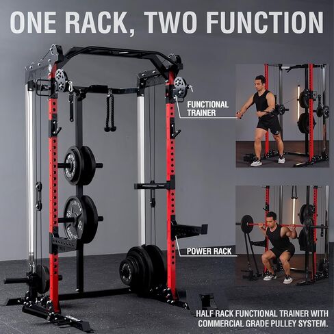 Mikolo Power Cage, 2000LB Power Rack with Independent Dual Pulley System, Multi-Function Home Gym Workout Machine for Cable Crossover in Kuwait
