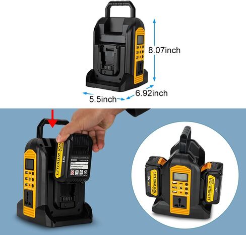New Upgrade 350W Power Inverter Compatible with Milwaukee18V Battery Power Supply Inverter DC 20V to AC 110~120V with AC Output, USB Charger, Type-C Port, DC Output, LED Light in Saudi Arabia