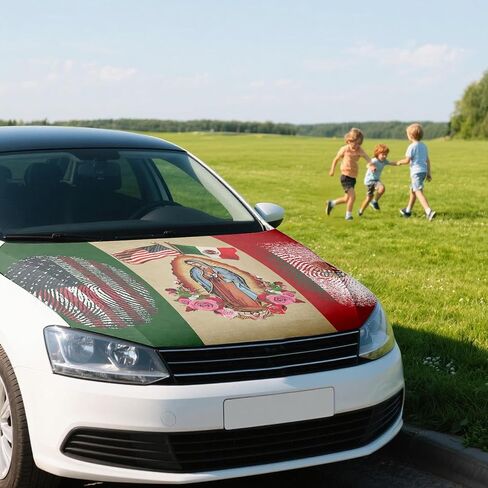 مكسيكونا سيدة غوادالوبي العلم غطاء محرك السيارة ، 4 × 5 أقدام المكسيك ame rica friendshi in Saudi Arabia