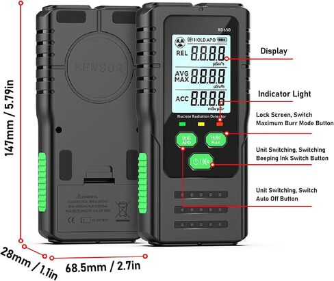 Nuclear Radiation Dosimeter 2.4 Inch LCD Display Dual Alarm Indication Radiation Monitor Meter in Saudi Arabia
