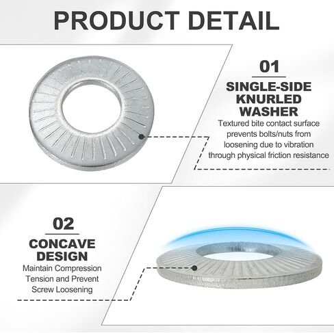 PATIKIL M6x14x1.2mm Flat Washers 100Pcs 65Mn Steel Belleville Spring Disc Washer Conical Knurled Metric Gasket for Automotive Industrial Construction (White Zinc Plating) in Saudi Arabia
