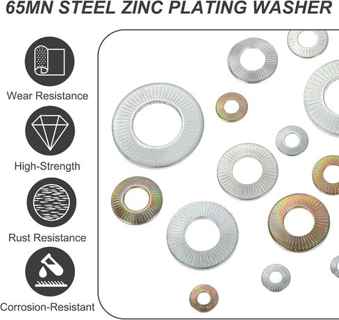 PATIKIL M6x14x1.2mm Flat Washers 100Pcs 65Mn Steel Belleville Spring Disc Washer Conical Knurled Metric Gasket for Automotive Industrial Construction (White Zinc Plating) in Saudi Arabia
