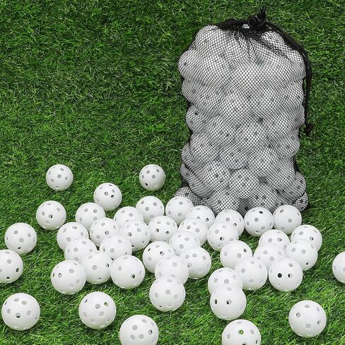 Coopay 50/100/200 Pack Practice Golf Balls, 42mm Plastic Golf Training Balls with a Drawstring Bag Hollow Sports for Swing Practice Driving Range Backyard Home Indoor Outdoor Use in Kuwait