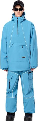 Pullover Snowboard Suits for Men Women Half Zipper Baggy Snow 2 Pieces Sets Hooded Lines Skiing Jackets & Pants Set in Saudi Arabia