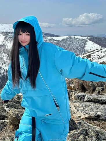 Pullover Snowboard Suits for Men Women Half Zipper Baggy Snow 2 Pieces Sets Hooded Lines Skiing Jackets & Pants Set in Saudi Arabia
