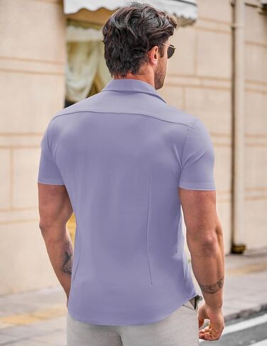 Jmierr Men Muscle Fit Dress Dress Tirts Summer Disual Button Down Short Shirt High Strend in Saudi Arabia