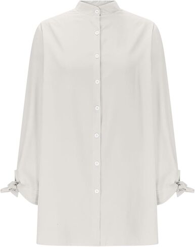زر طوق الماندرين أسفل قميص النساء القوس غير الرسمي بلوزات طويلة الأكمام in Saudi Arabia