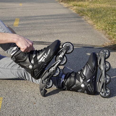 Fila Legacy Comp inline Like Fitness Skates للرجال والنساء- تقنية تدفق الهواء ، إطار مركب خفيف الوزن ، عجلات 80 مم ، محامل ABEC-5 in Saudi Arabia