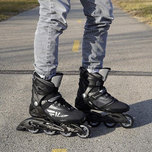 Fila Legacy Comp inline Like Fitness Skates للرجال والنساء- تقنية تدفق الهواء ، إطار مركب خفيف الوزن ، عجلات 80 مم ، محامل ABEC-5 in Saudi Arabia