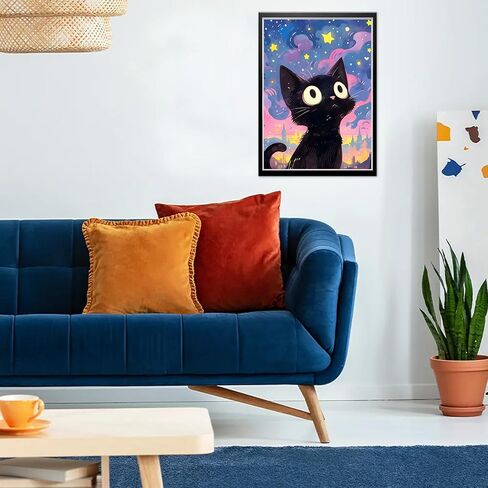 HEIBAGO Diamond Painting Kits for Adults, Cat Diamond Art Kits for Beginners, DIY Full Drill Paint with Diamond, 5D Diamond Painting Dots Art Kits for Gift Home Wall Decor 12x16 Inch in Kuwait