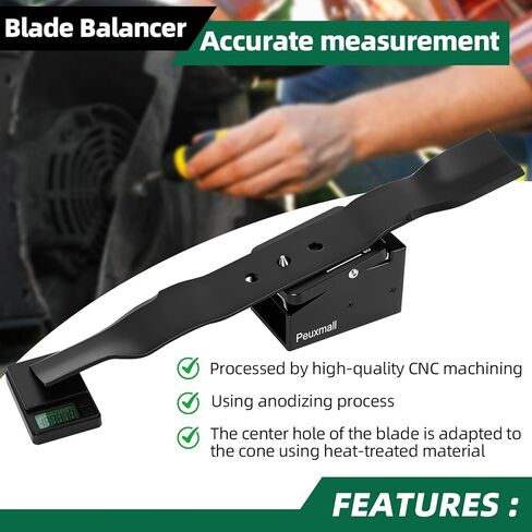 Precision Lawn Mower Blade Balancer مع مقياس إلكتروني-CNC مشهود ، النهاية الأنودية ، دقة 0.1 غرام ، ثقب المركز المعالج بالحرارة ، يحل محل الموازنات القديمة (أسود) in Saudi Arabia