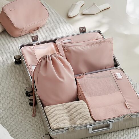 EACHY 5 Set Compression Packing Cubes for Travel, Lightweight Luggage Organizer Bags, Durable Travel Accessories for Suitcase Organization（Blue） in Kuwait