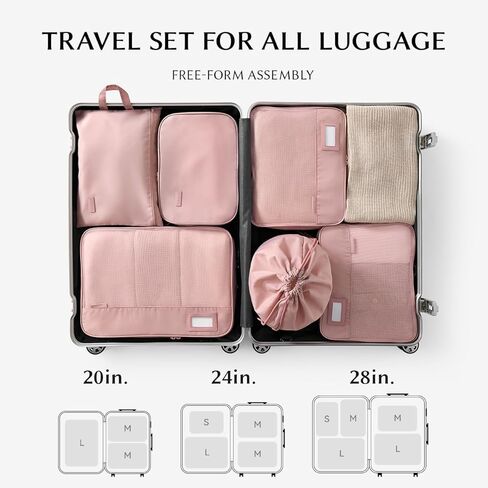 EACHY 5 Set Compression Packing Cubes for Travel, Lightweight Luggage Organizer Bags, Durable Travel Accessories for Suitcase Organization（Blue） in Kuwait