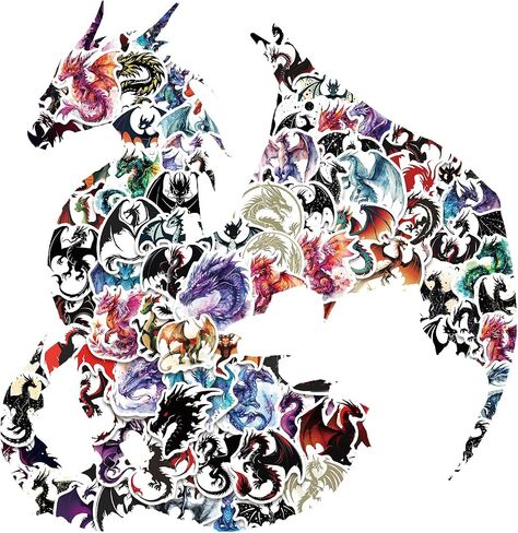 100Pcs Magical Dragon Stickers for Water Bottle: Vinyl Waterproof Pterosaur Fantasy Dragon Decal for Laptop Luggage Phone Scrapbooking Crafts, Dragons Stickers for Kids Teens Gift Dragons Party Favor in Saudi Arabia