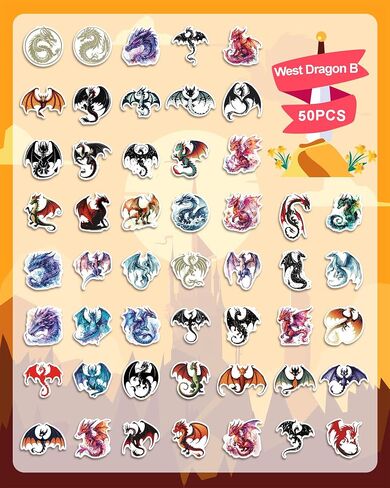100Pcs Magical Dragon Stickers for Water Bottle: Vinyl Waterproof Pterosaur Fantasy Dragon Decal for Laptop Luggage Phone Scrapbooking Crafts, Dragons Stickers for Kids Teens Gift Dragons Party Favor in Saudi Arabia