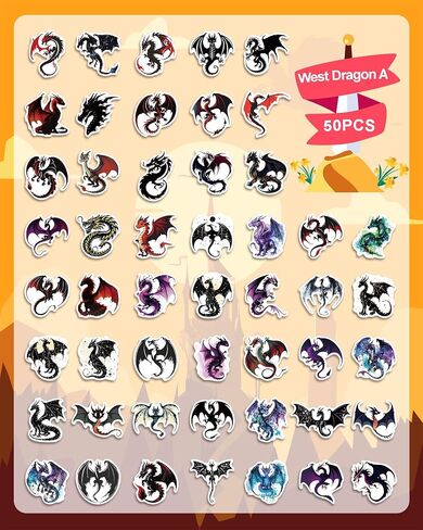 100Pcs Magical Dragon Stickers for Water Bottle: Vinyl Waterproof Pterosaur Fantasy Dragon Decal for Laptop Luggage Phone Scrapbooking Crafts, Dragons Stickers for Kids Teens Gift Dragons Party Favor in Saudi Arabia