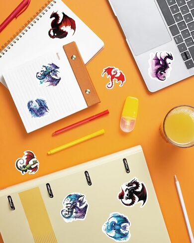 100Pcs Magical Dragon Stickers for Water Bottle: Vinyl Waterproof Pterosaur Fantasy Dragon Decal for Laptop Luggage Phone Scrapbooking Crafts, Dragons Stickers for Kids Teens Gift Dragons Party Favor in Saudi Arabia