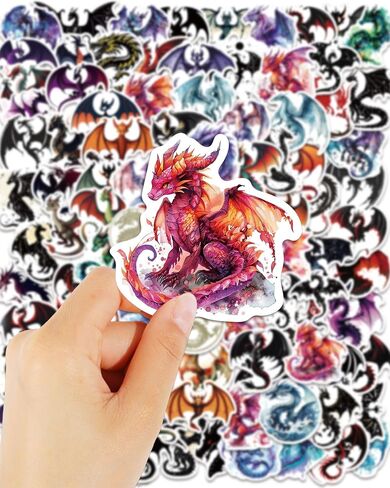 100Pcs Magical Dragon Stickers for Water Bottle: Vinyl Waterproof Pterosaur Fantasy Dragon Decal for Laptop Luggage Phone Scrapbooking Crafts, Dragons Stickers for Kids Teens Gift Dragons Party Favor in Saudi Arabia