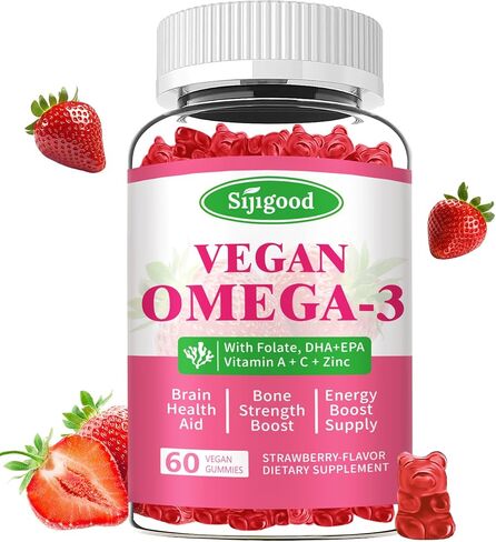 2 Pack Omega-3 Gummies Potent Amaae Omega Source ، Boost Brain ، Eye and Immune ، مع DHA و EPA Vegan & Sugar Free ، نكهة برتقالية ، 120 COUNT in Kuwait