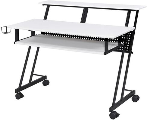 BOWERY HILL Contemporary Wood Music Recording Studio Desk in White/Black in Kuwait