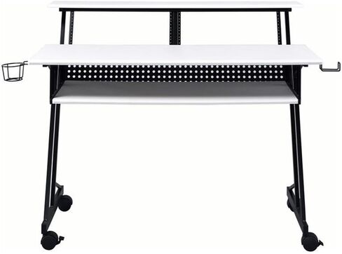 BOWERY HILL Contemporary Wood Music Recording Studio Desk in White/Black in Kuwait