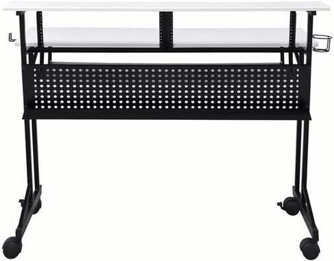 BOWERY HILL Contemporary Wood Music Recording Studio Desk in White/Black in Kuwait