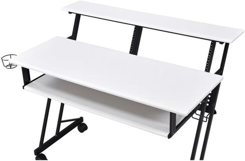 BOWERY HILL Contemporary Wood Music Recording Studio Desk in White/Black in Kuwait