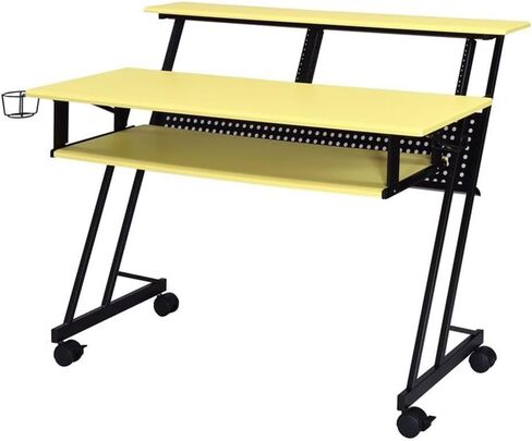 BOWERY HILL Contemporary Wood Music Recording Studio Desk in White/Black in Kuwait