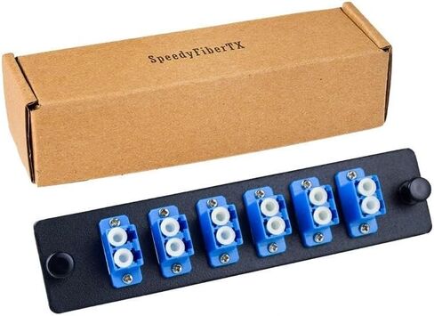 SpeedyFiberTX - LGX Footprint Compatible Fiber Patch Panel, Loaded with Singlemode LC Adapters | 8 Duplex LC Adapters - 16 Fibers, Blue Adapter with Port Numbers in Saudi Arabia