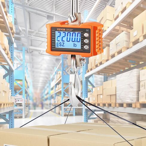 مقياس رافعة Vevor الرقمي ، 2200 رطل/1000 كيلوغرام ، مقياس شنق للخدمة الشاقة الصناعية مع التحكم عن بعد ، شاشة المصبوب من الألومنيوم وشاشة LCD ، دقة عالية للبناء ، المصنع ، المزرعة ، الصيد (Orange) in Kuwait