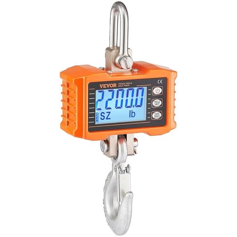 مقياس رافعة Vevor الرقمي ، 2200 رطل/1000 كيلوغرام ، مقياس شنق للخدمة الشاقة الصناعية مع التحكم عن بعد ، شاشة المصبوب من الألومنيوم وشاشة LCD ، دقة عالية للبناء ، المصنع ، المزرعة ، الصيد (Orange) in Kuwait