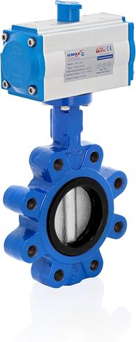 صمام الفراشة المفعول بالهواء المضغوط Unox DN150 (6 ") يتصرف مزدوج 230 رطل (16 بار) ، قرص AISI304 من الفولاذ المقاوم للصدأ مع GGG -40.3 Sfero Cathing Body - EPDM مقعد للهواء المائي - in Kuwait