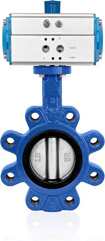 صمام الفراشة المفعول بالهواء المضغوط Unox DN150 (6 ") يتصرف مزدوج 230 رطل (16 بار) ، قرص AISI304 من الفولاذ المقاوم للصدأ مع GGG -40.3 Sfero Cathing Body - EPDM مقعد للهواء المائي - in Kuwait