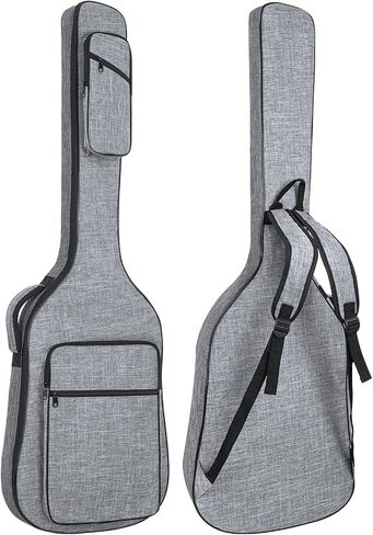 47 Inch Bass Gig Bag 11mm Padding Electric Bass Guitar Bag, Bass Guitar Case Backpack with Neck Strap and 4 Pockets, Grey in Saudi Arabia