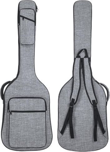 47 Inch Bass Gig Bag 11mm Padding Electric Bass Guitar Bag, Bass Guitar Case Backpack with Neck Strap and 4 Pockets, Grey in Saudi Arabia