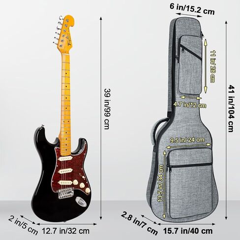 47 Inch Bass Gig Bag 11mm Padding Electric Bass Guitar Bag, Bass Guitar Case Backpack with Neck Strap and 4 Pockets, Grey in Saudi Arabia