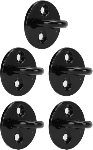 RiToEasysports Enhanced Load Bearing Heavy Duty Eye Plate Black Stainless Steel 5Pcs Suitable for Chain, Wire Rope, Brick Wall Installation (6mm) in Kuwait