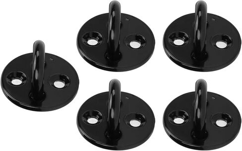 RiToEasysports Enhanced Load Bearing Heavy Duty Eye Plate Black Stainless Steel 5Pcs Suitable for Chain, Wire Rope, Brick Wall Installation (6mm) in Kuwait
