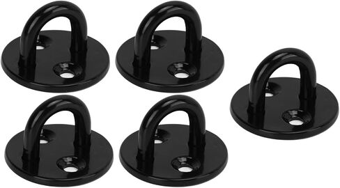 RiToEasysports Enhanced Load Bearing Heavy Duty Eye Plate Black Stainless Steel 5Pcs Suitable for Chain, Wire Rope, Brick Wall Installation (6mm) in Kuwait