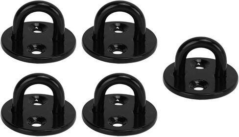 RiToEasysports Enhanced Load Bearing Heavy Duty Eye Plate Black Stainless Steel 5Pcs Suitable for Chain, Wire Rope, Brick Wall Installation (6mm) in Kuwait
