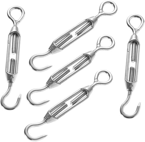 PRETYZOOM 5pcs Stainless Steel Wire Rope Tightener Turnbuckle Hooks for Fence Sun Shade Tent Cable Setup Fixed Tensioner in Saudi Arabia