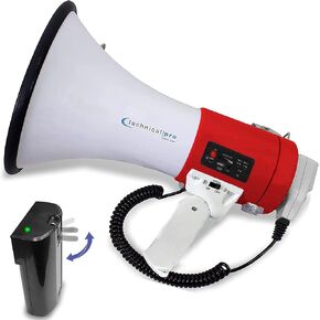 Pro Technical Pro Portable 75-Watt Megaphone Bullhorn Speaker W/Microphone قابل للفصل مع بطارية قابلة لإعادة الشحن ، وشاحن جدار AC مدمج ، جيد للمدربين ، كرة القدم ، المدربين ، قادة البهجة in Kuwait
