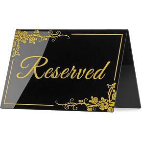 10 Pack Gold Acrylic Reserved Table Signs 6" x 4" Double Sided Reservation Seating Tent Cards for Wedding, Reception, Restaurant, Ceremony, Events in Saudi Arabia